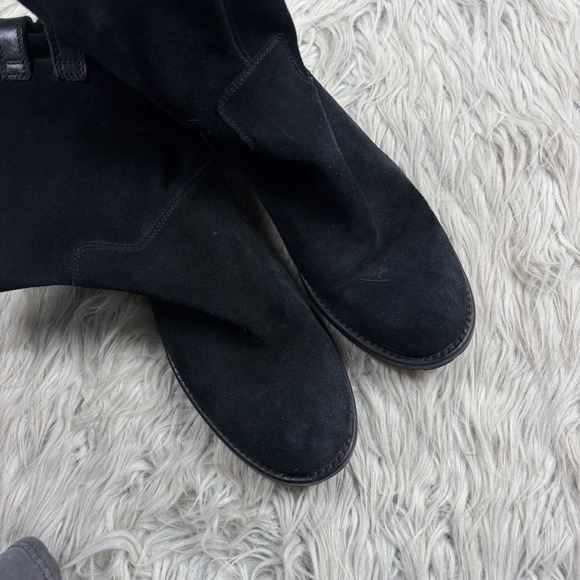 Sesto Meucci Women's 9.5 Black Slouchy Suede Pull On Moto Boots Biker Boho - Picture 4 of 10